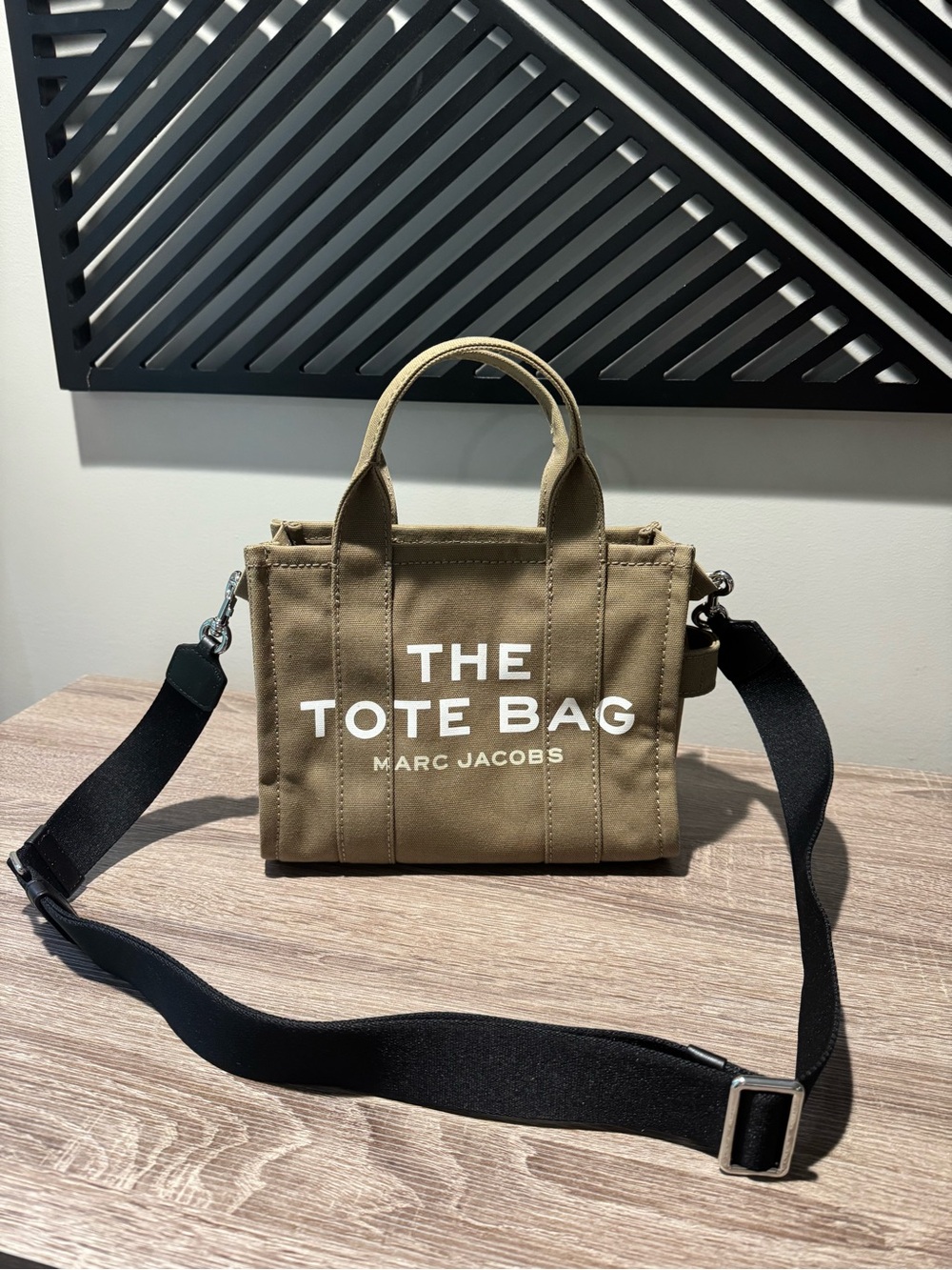 Marc Jacobs Small Canvas Tote Bag in Olive with Black Strap